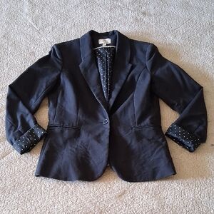 Lila Rose Black Blazer with Polka Dot Lining